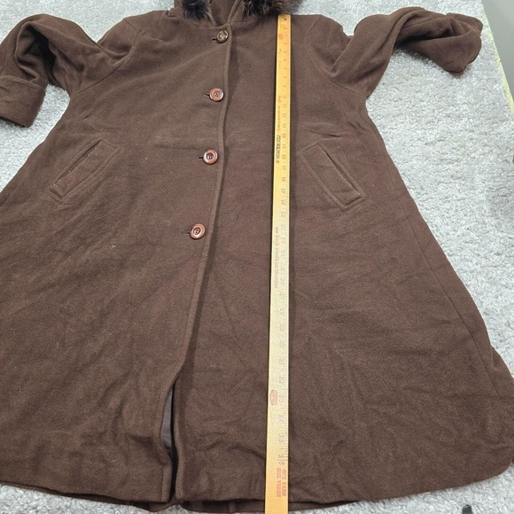 Vintage Utex Jacket Womens 10 Brown Button Up Wool Cashmere Removable Fur Earthy - Picture 11 of 14